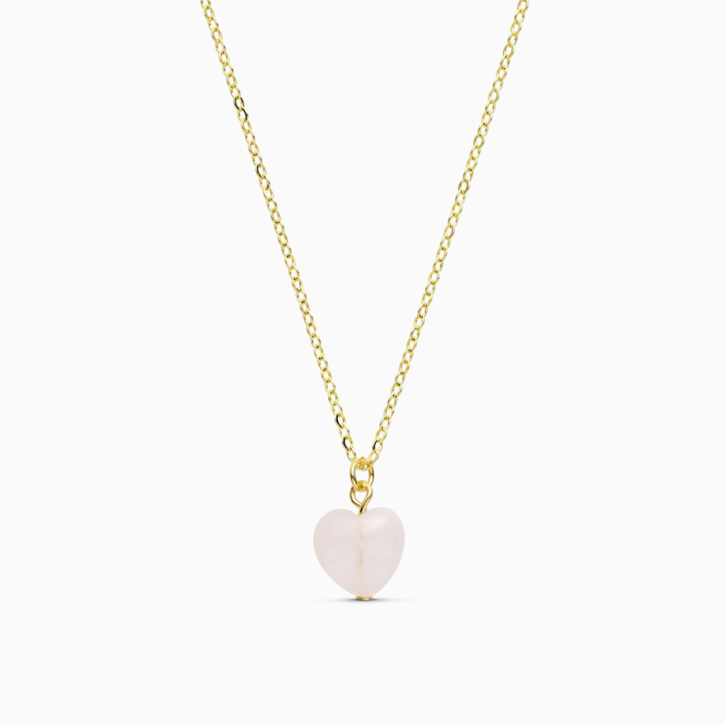 Alma Heart Gold Necklace in Rose Quartz