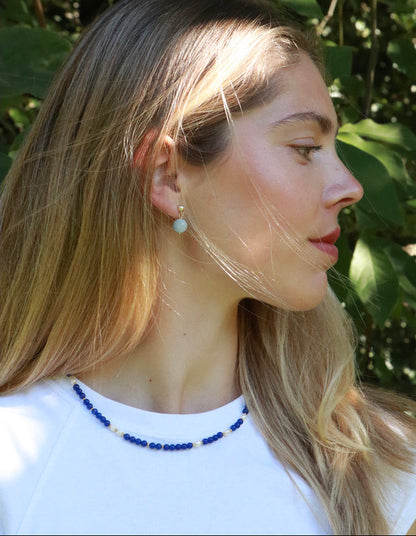 Ellie Freshwater Pearl Gold Necklace in Lapis Lazuli