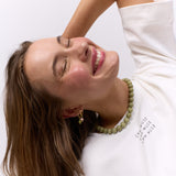 Ava Green Alashan Agate Huggie Earrings