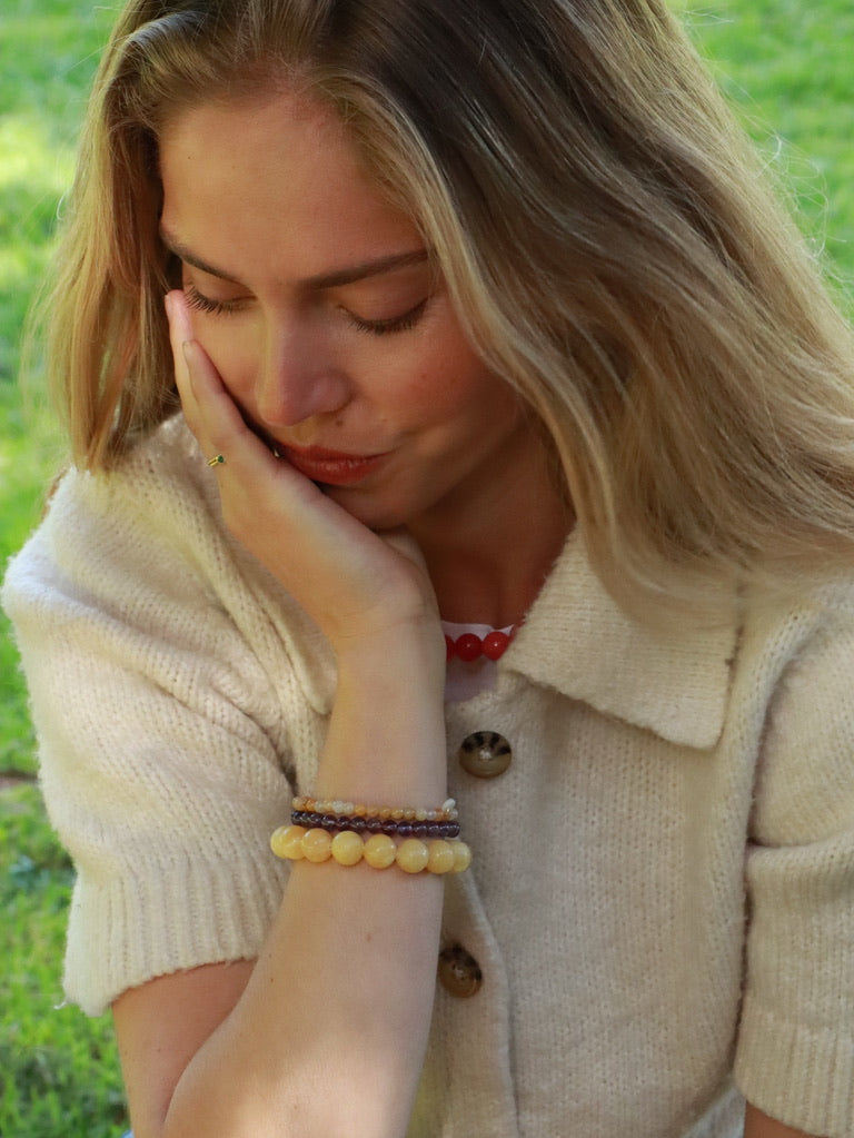 Chunky Gul Jade | Krystal armbånd