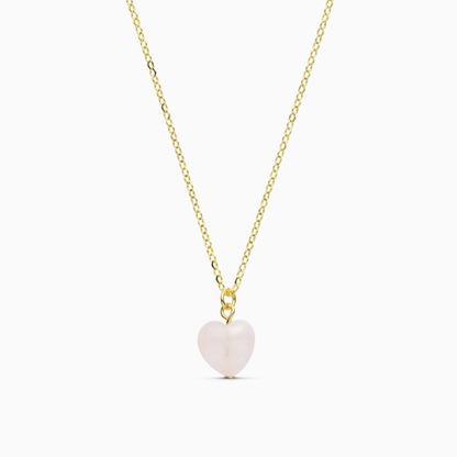 Alma Heart Gold Necklace in Rose Quartz