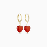 Alma Red Jade Heart Earrings