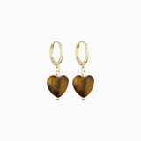 Alma Tiger Eye Heart Earrings