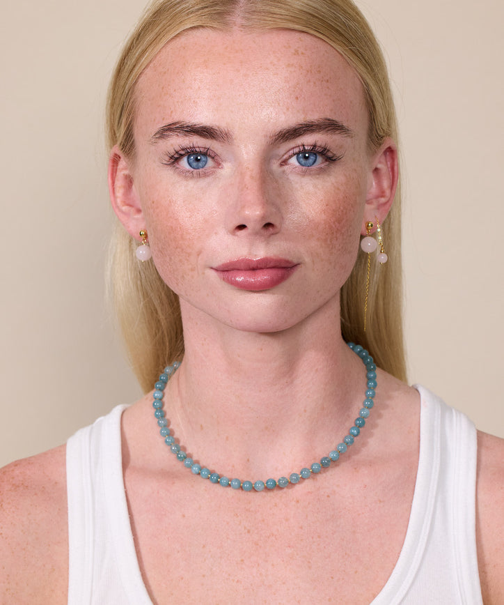 Aquamarin krystalhalskæde