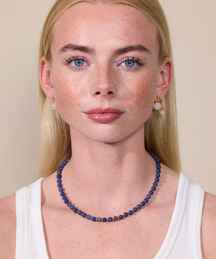 Blå jade krystal halskæde