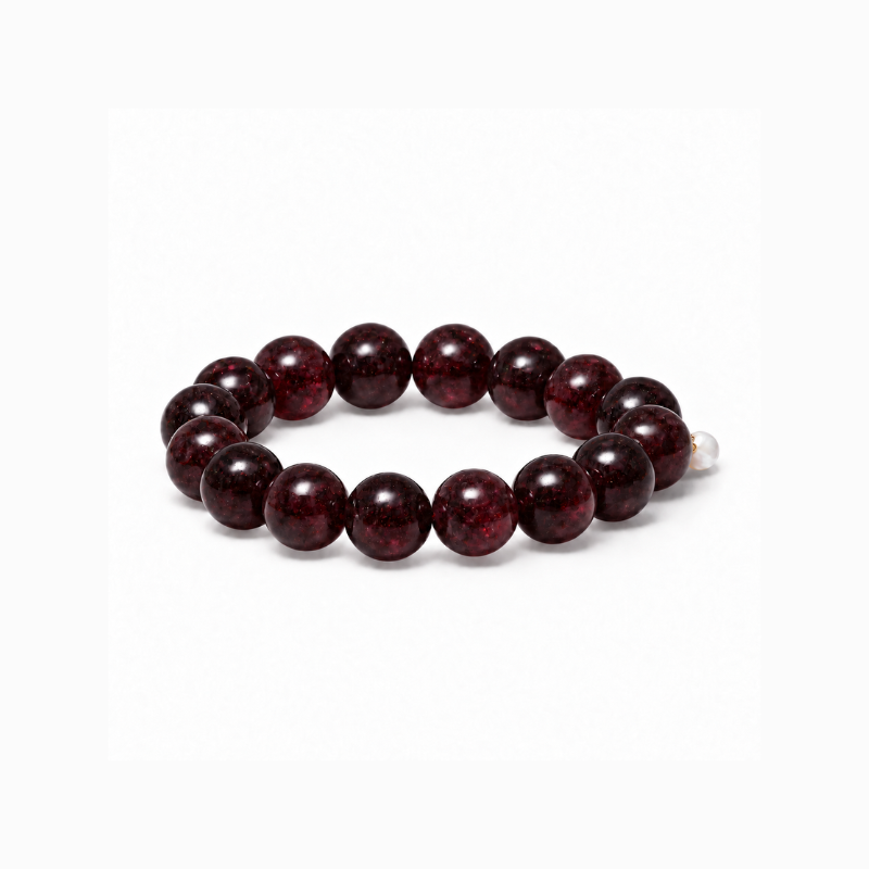 Chunky Garnet stretch bracelet with large polished deep red natural stone beads