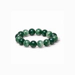 Chunky Green Moss Agate stretch bracelet with large mottled green natural stone beads