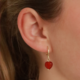 Alma Red Jade Heart Earrings