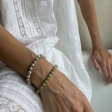 Essential Green Alashan Agate Stretch Bracelet