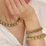 Petite Green Alashan Agate Stretch Bracelet