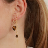 Alma Tiger Eye Heart Earrings