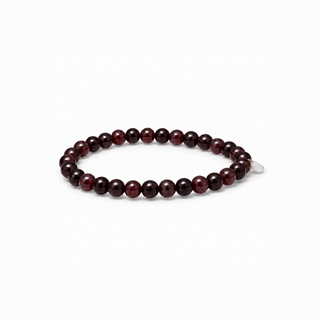Essential Granat stretch armbånd med dybt vinrøde natursten og en lille perlemorsdetalje