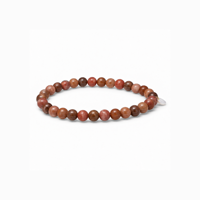Essential Purple Brown Aventurine stretch bracelet with rose and brown natural stone beads