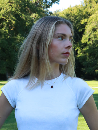 Alma Heart Gold Necklace in Red Jade