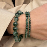 Chunky Green Moss Agate Stretch Bracelet