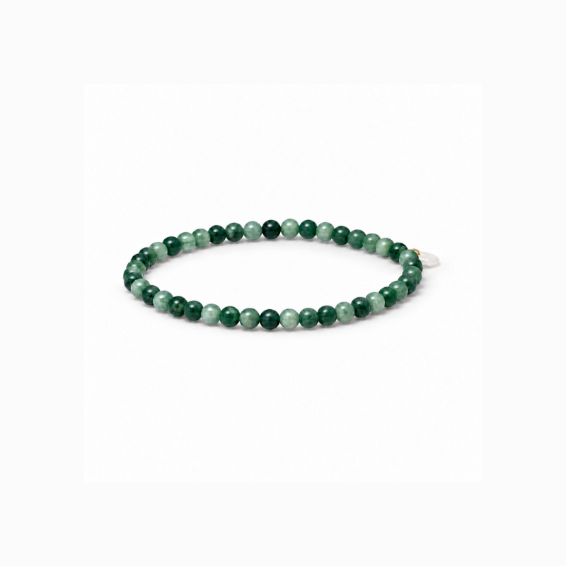 Petite Green Moss Agate stretch bracelet, a delicate strand of green natural stone beads