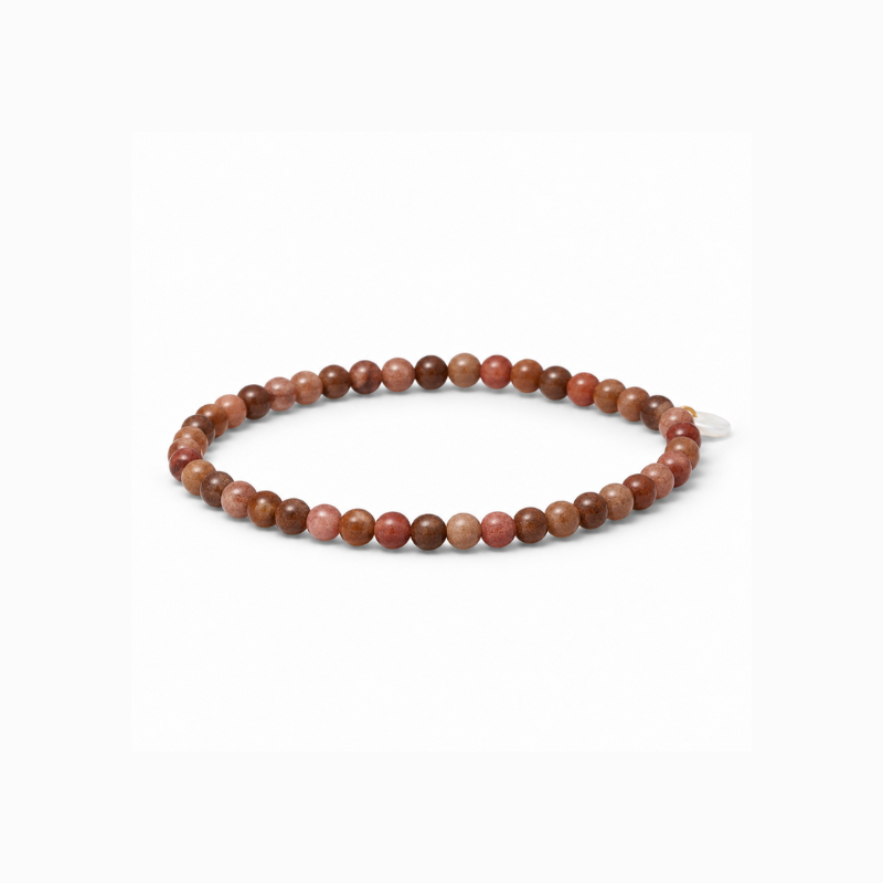 Petite Purple Brown Aventurine stretch bracelet, a delicate strand of warm rose-brown natural stone beads