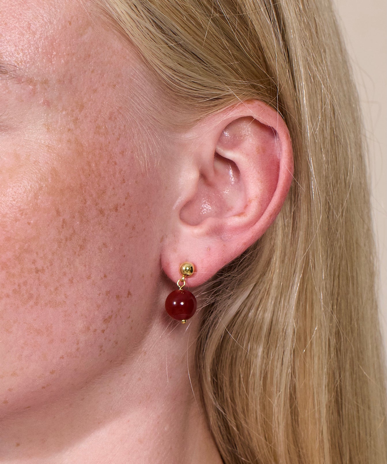 Rød Jade krystal ørering