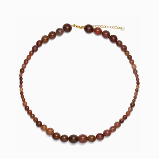 Vera Purple Brown Aventurine necklace with graduated plum and brown natural stone beads, on a white background